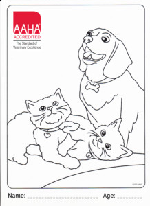 two cats and one dog coloring page